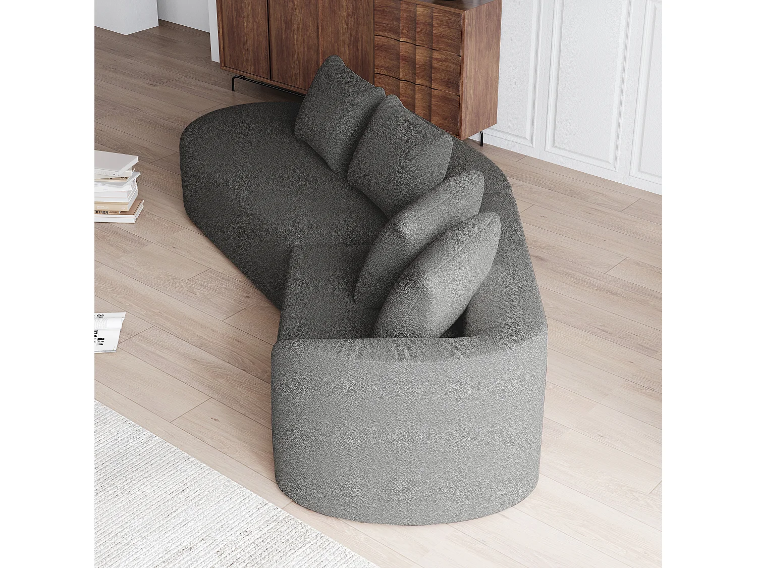 Canapé modulable sans montage assise large mousse haute élasticité en chenille