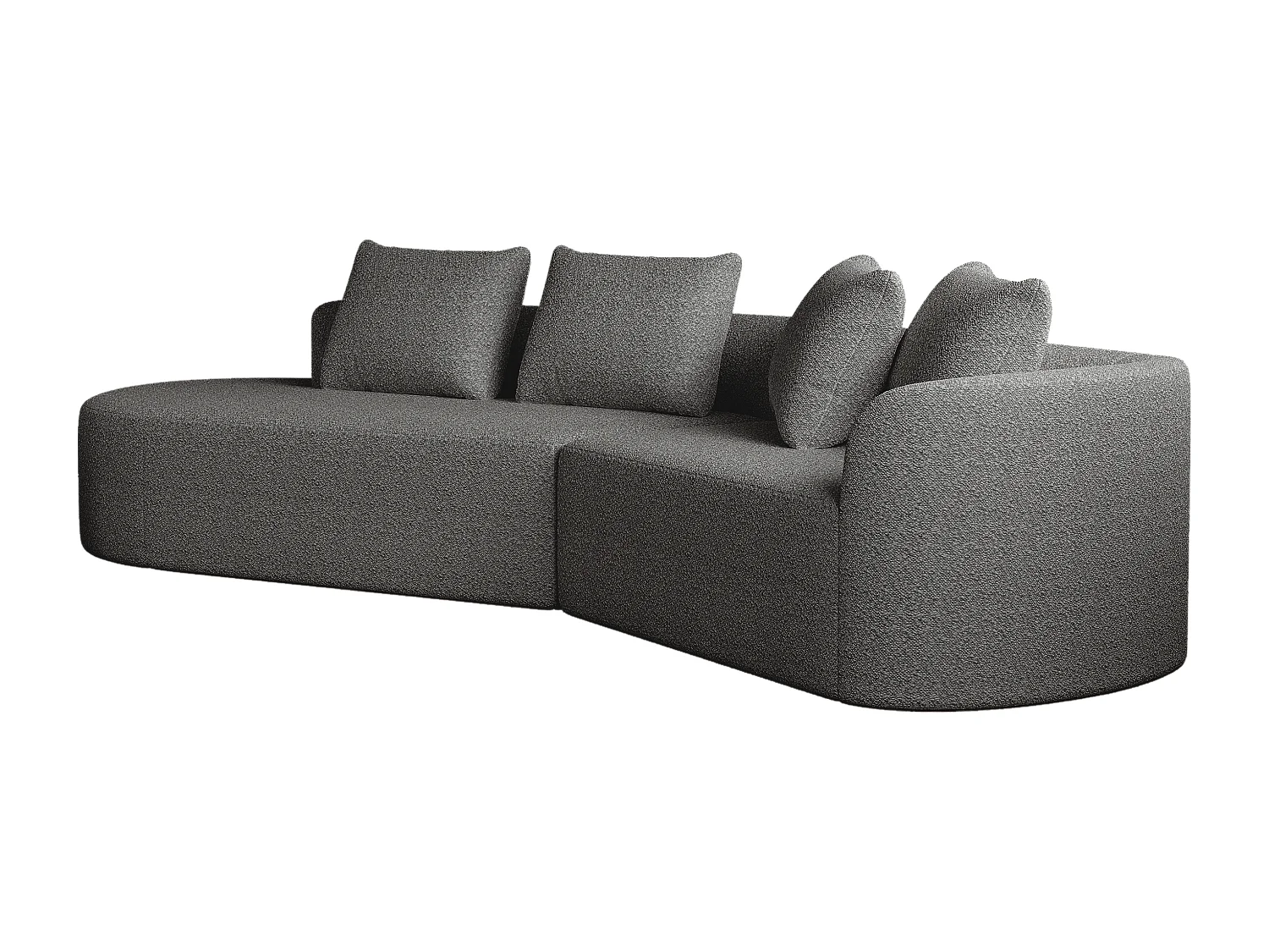 Canapé 4 places, assise extra profonde et large, dossier ergonomique incurvé, sans montage, chenille gris foncé