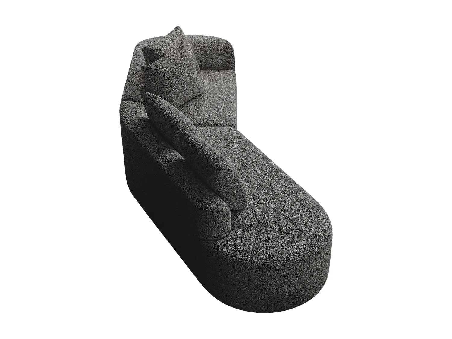 Canapé 4 places, assise extra profonde et large, dossier ergonomique incurvé, sans montage, chenille gris foncé