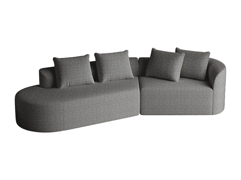 Canapé 4 places, assise extra profonde et large, dossier ergonomique incurvé, sans montage, chenille gris foncé