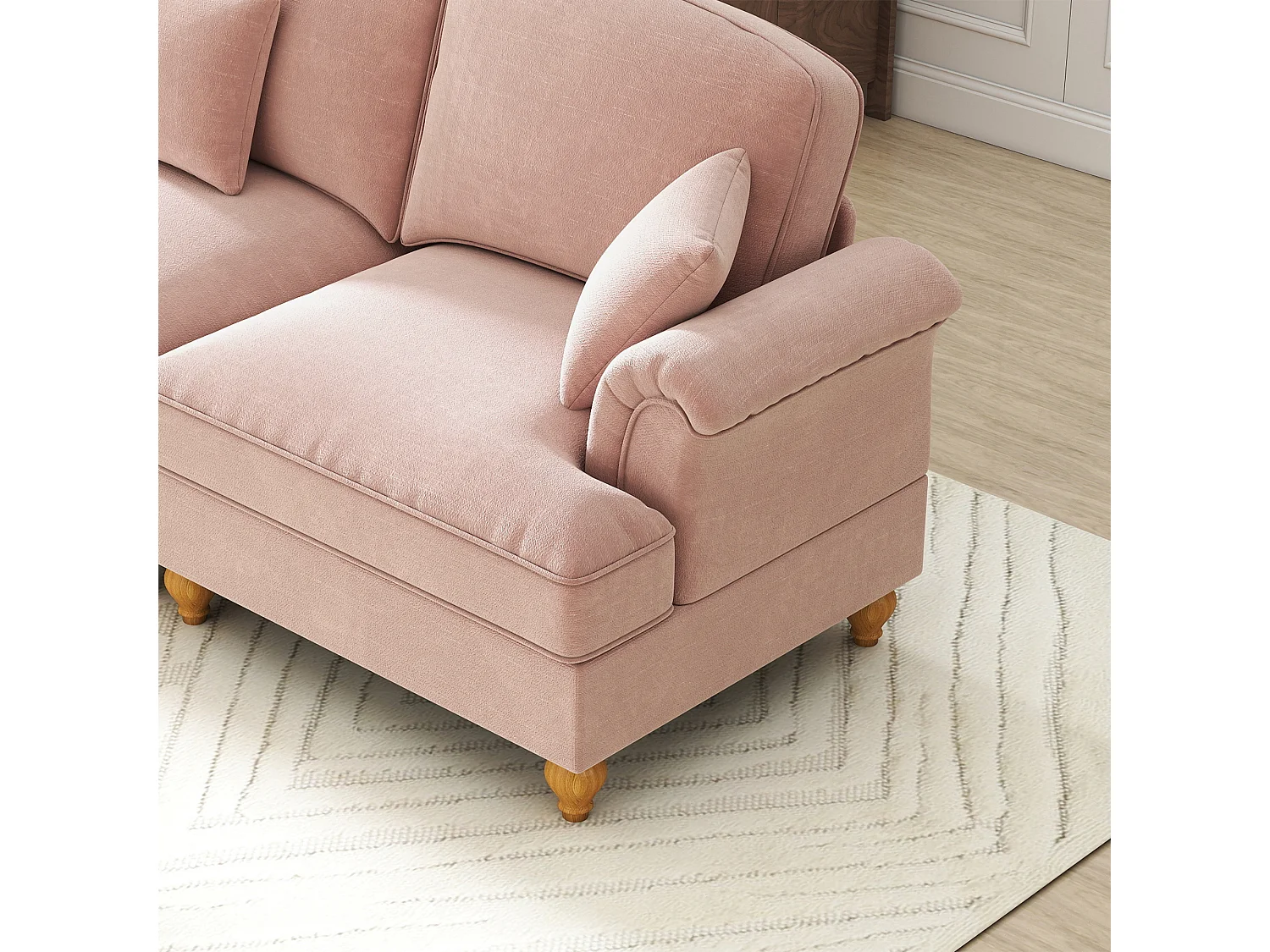 Canapé modulable, convertible, 2 styles avec jupe amovible, chenille rose