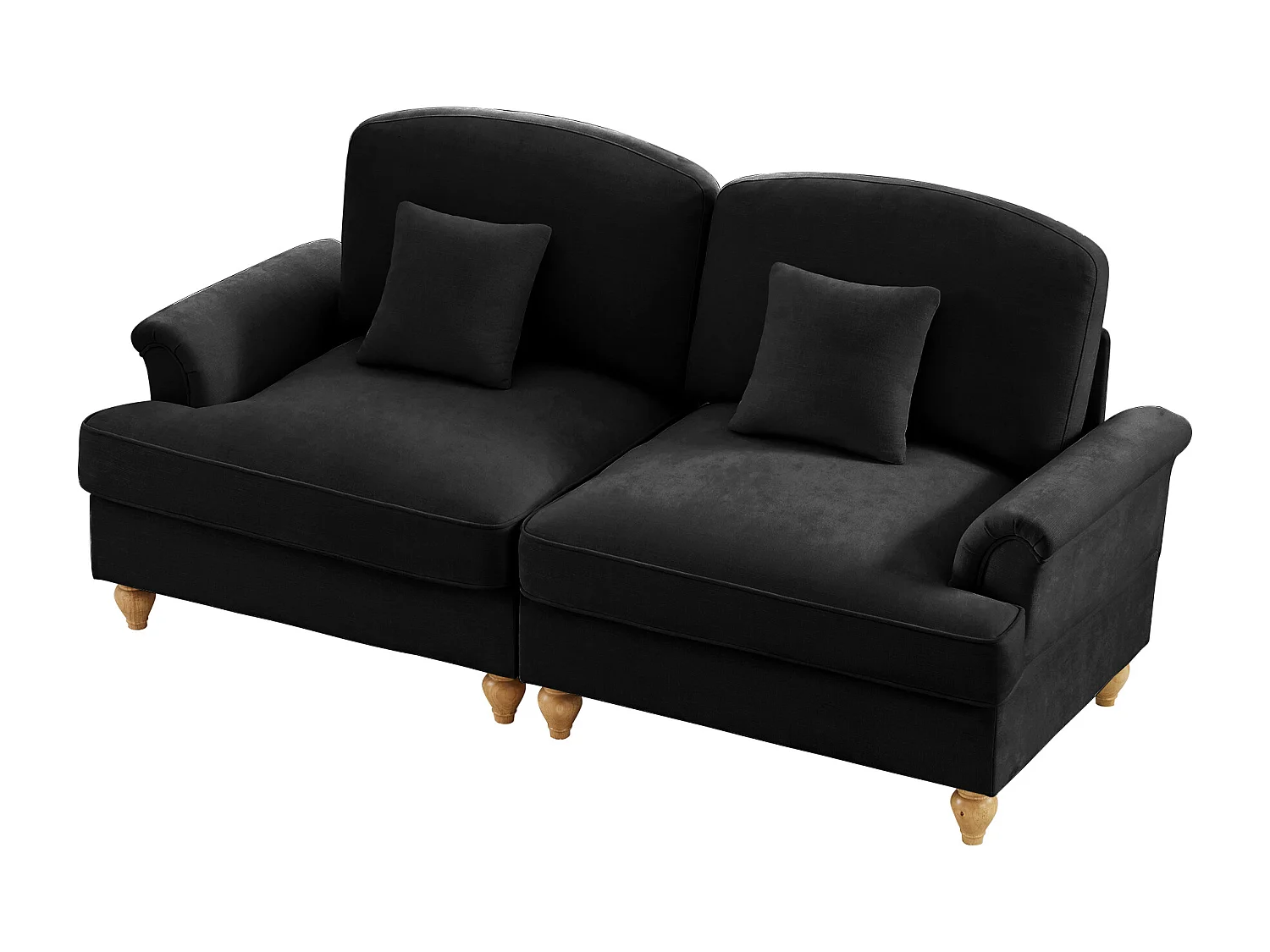 Canapé deux places modulables Convertible en sofa Pouf polyvalent Chenille Noir