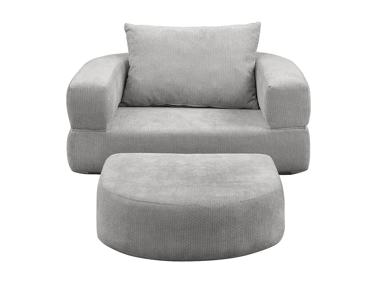 Canapé modulable assise large style contemporain facile à déplacer en chenille Gris clair pour salon