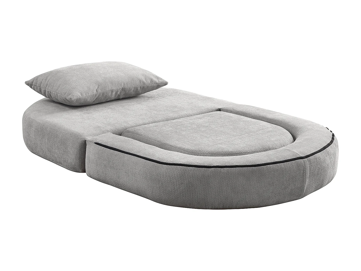 Canapé modulaire, assise réversible, chenille gris clair