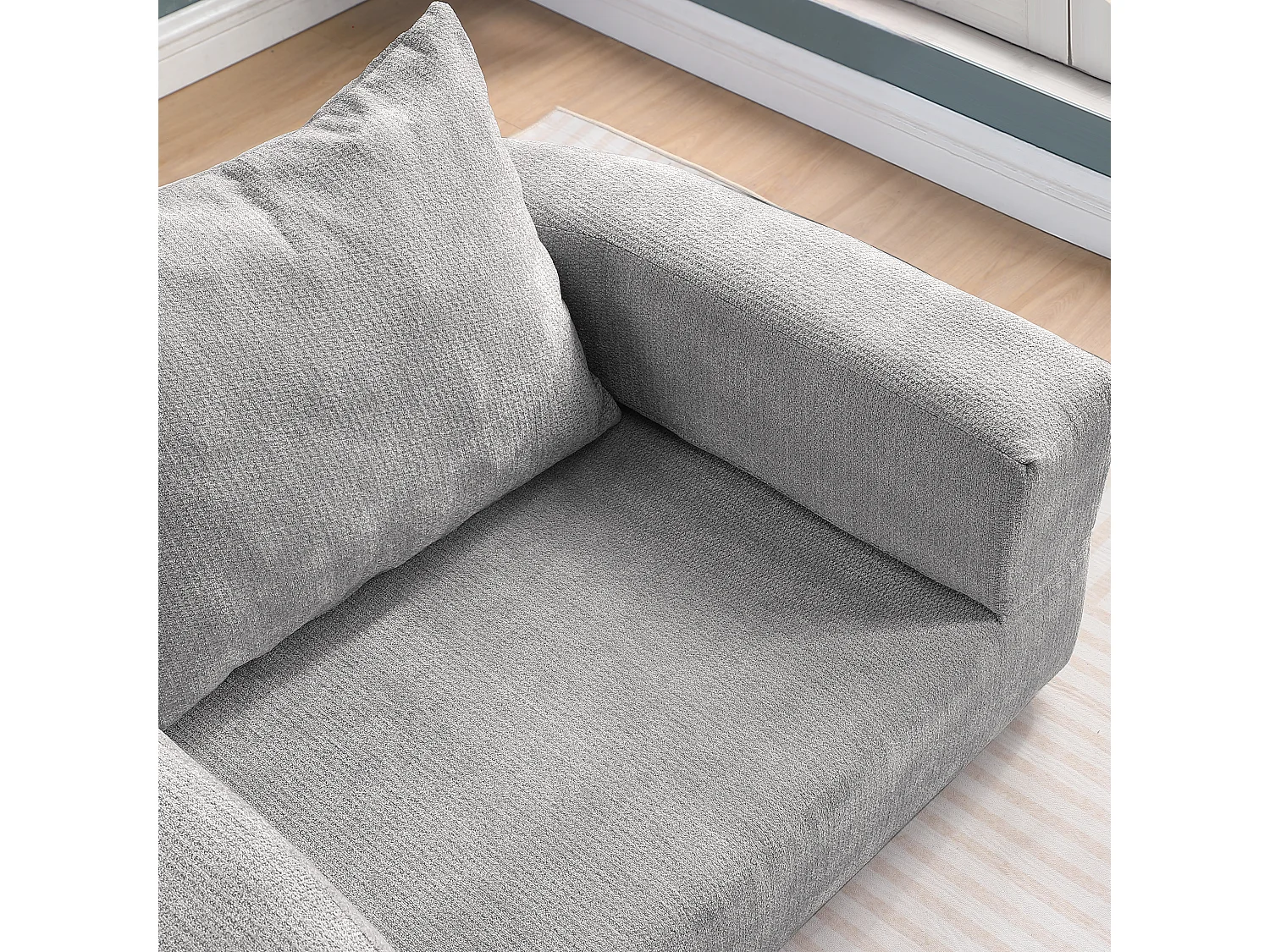 Canapé modulaire, assise réversible, chenille gris clair
