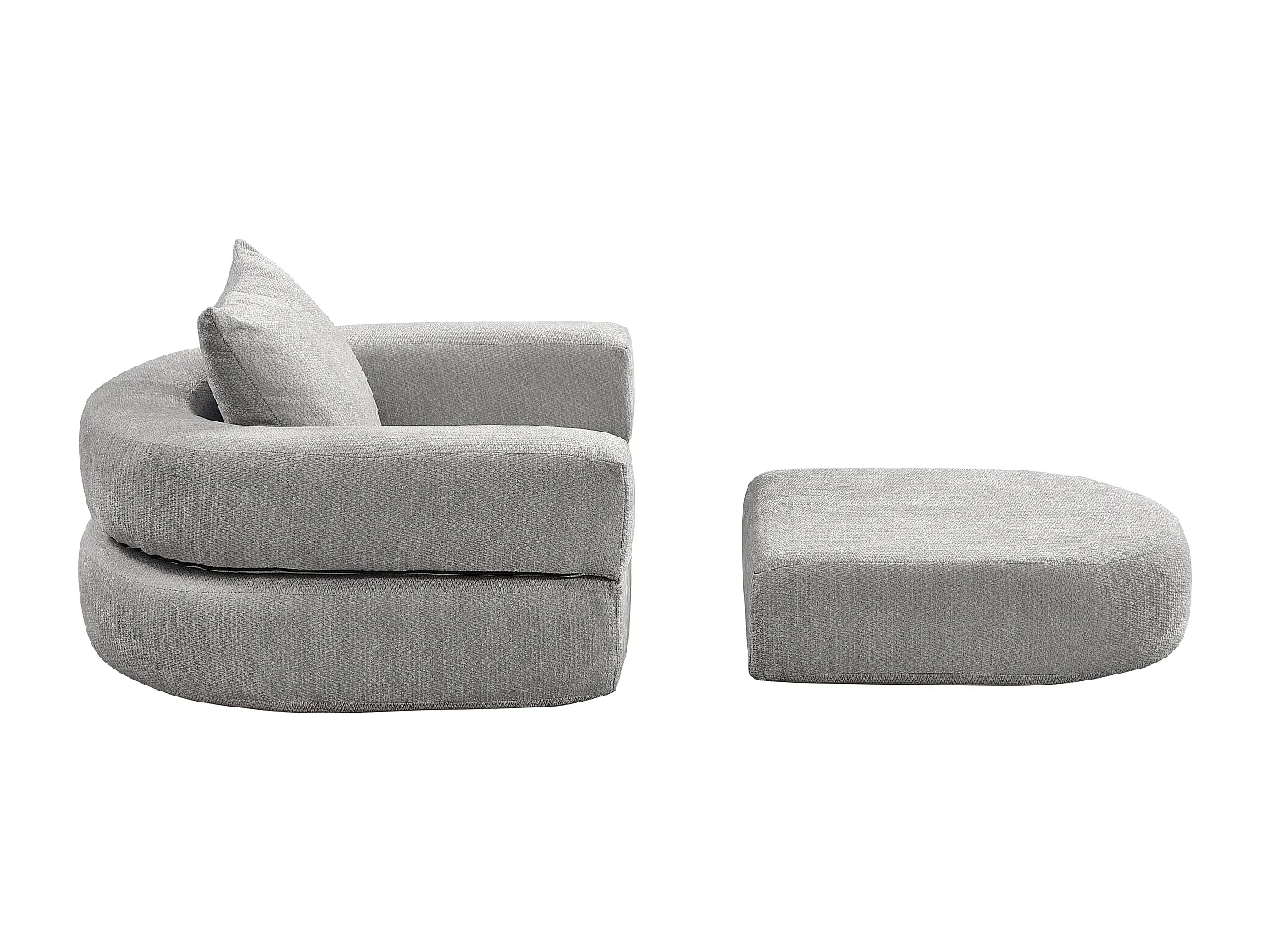 Canapé modulaire, assise réversible, chenille gris clair