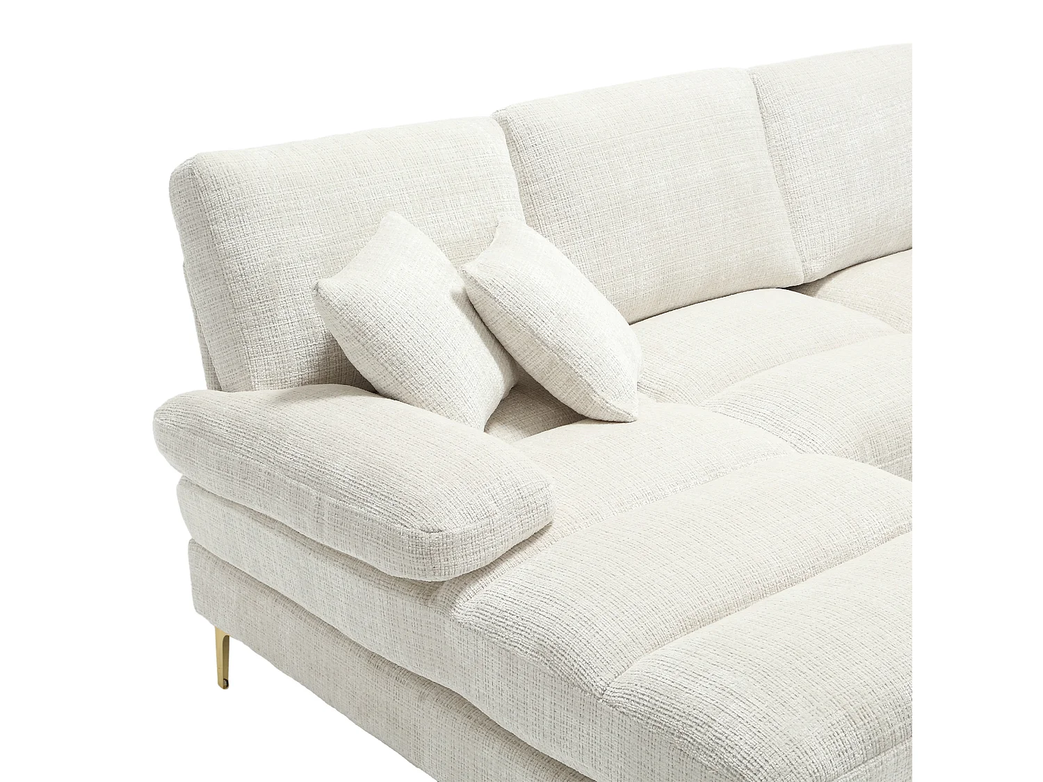 U vorm bank groot modulair modern ergonomisch chenille hout woonkamer beige