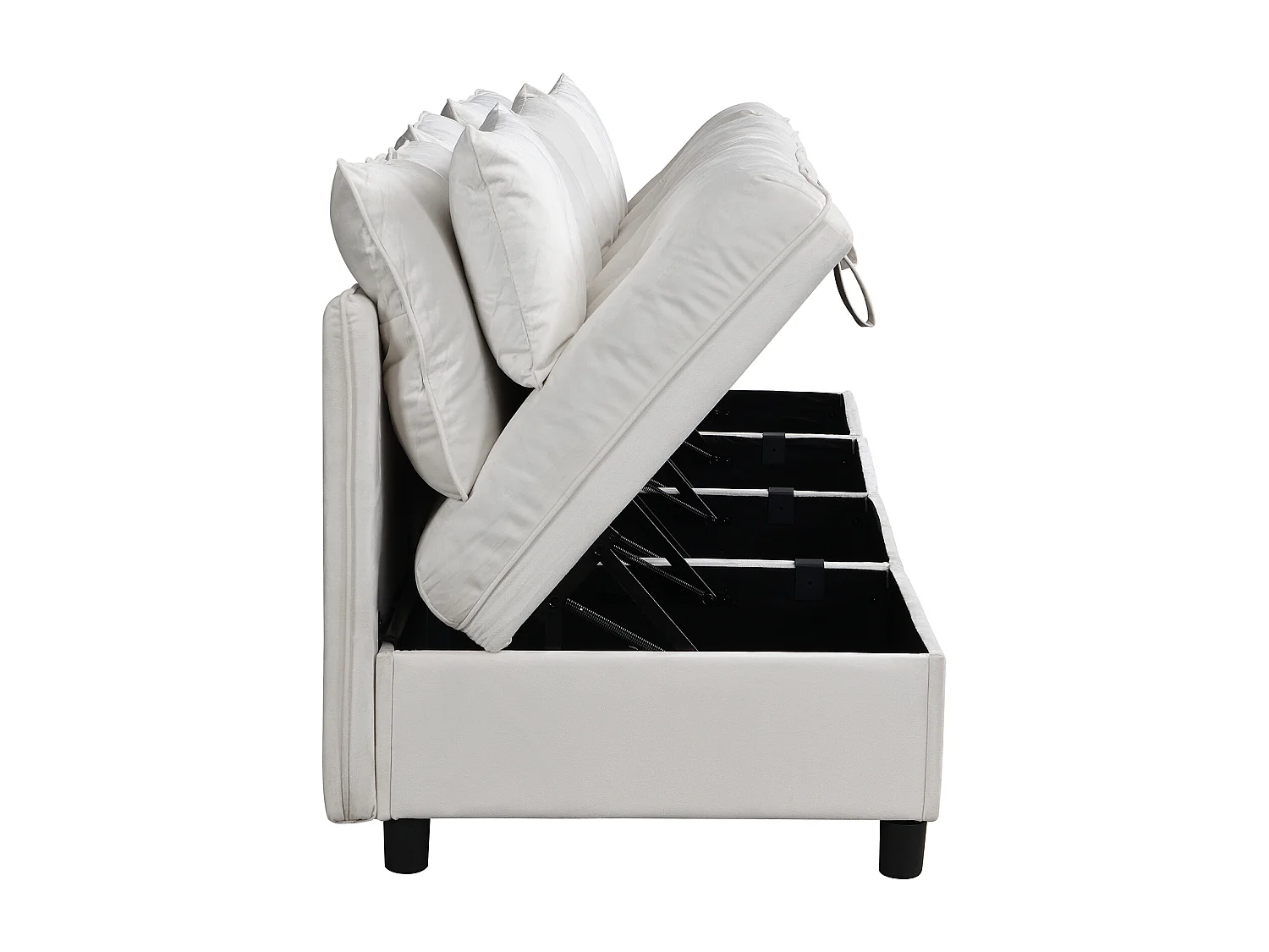 Canapé Modulable Configuration libre Systeme couchage discret Coffres integrés Mousse Chenille Beige