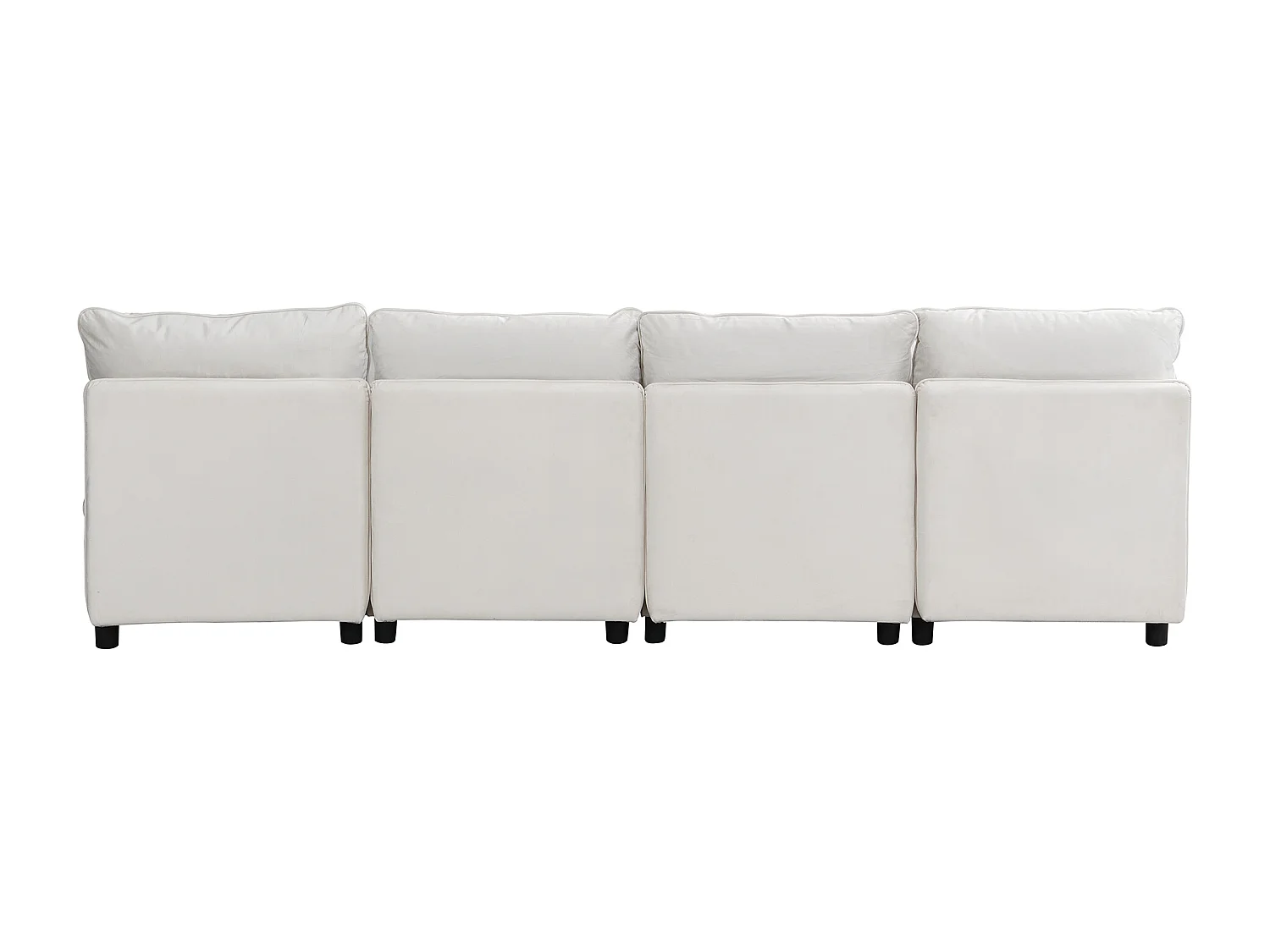 Canapé modulaire 4 places, convertible en couchage, rangement sous assise, mousse, beige