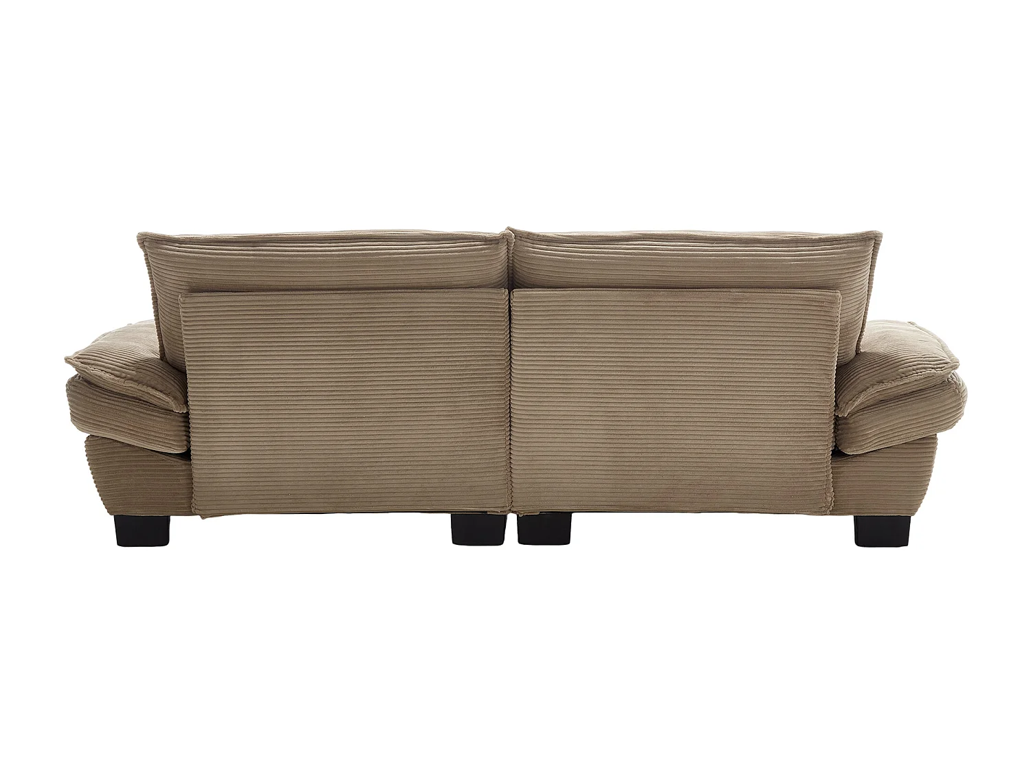 Canapé 224x81x81cm Silhouette élégante Pieds plastique noirs Velours Kaki