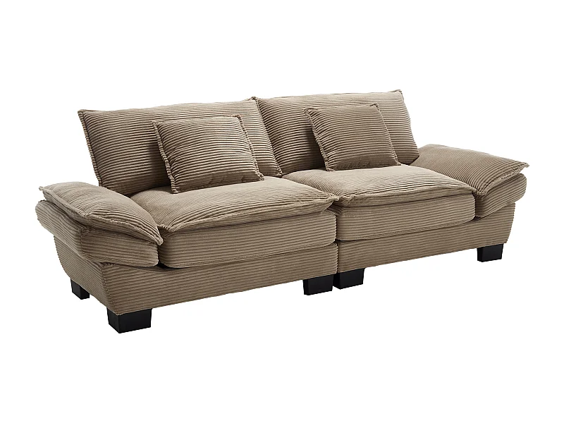 Sofá cama 224x81x81cm Estructura madera Respaldo mullido Terciopelo Caqui