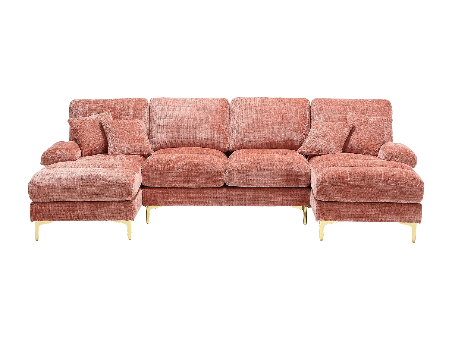 Canapé sectionnel U modulable style moderne fonction ergonomique structure bois entretien facile chenille salon rose