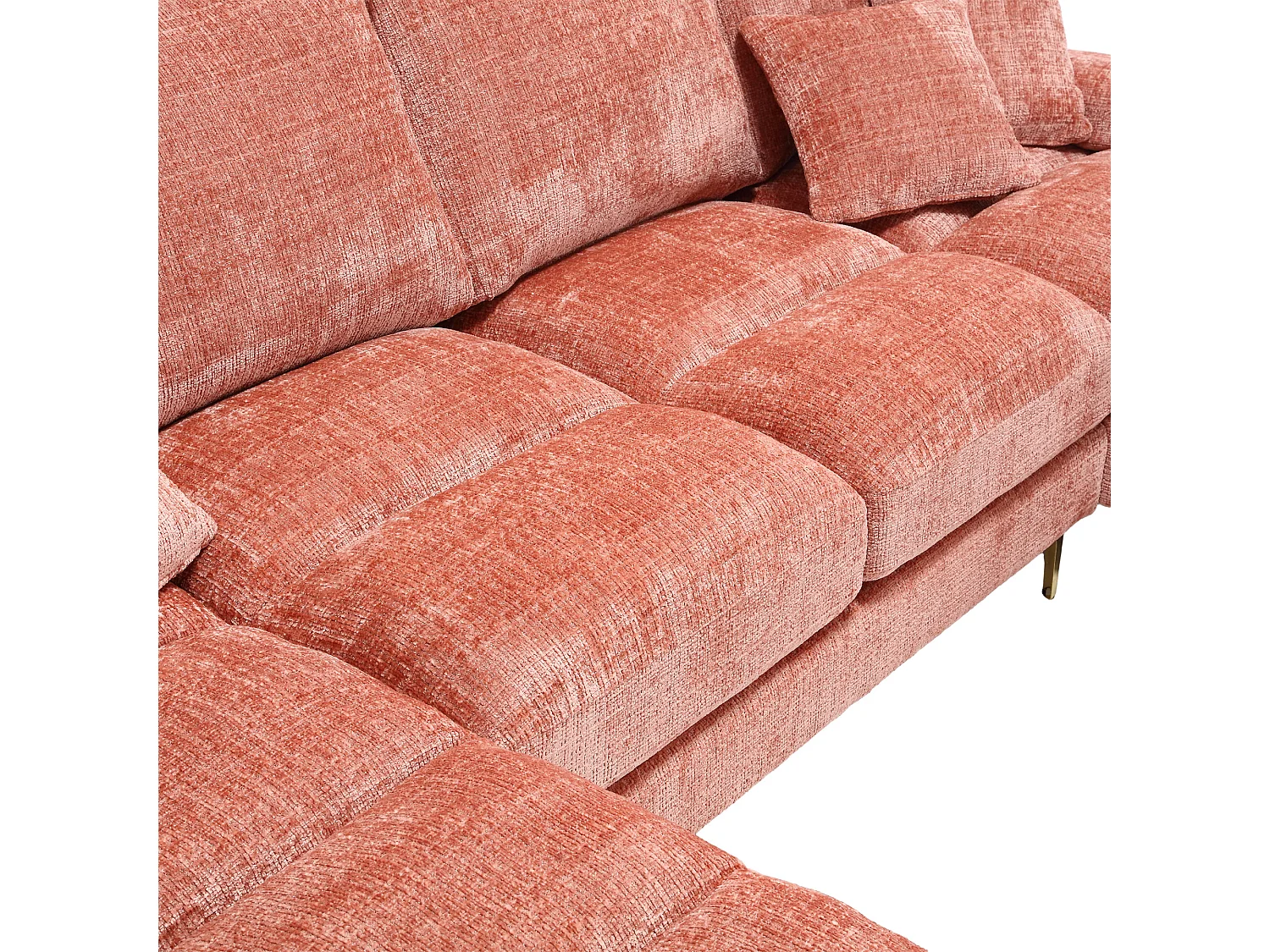 Canapé sectionnel U modulable style moderne fonction ergonomique structure bois entretien facile chenille salon rose