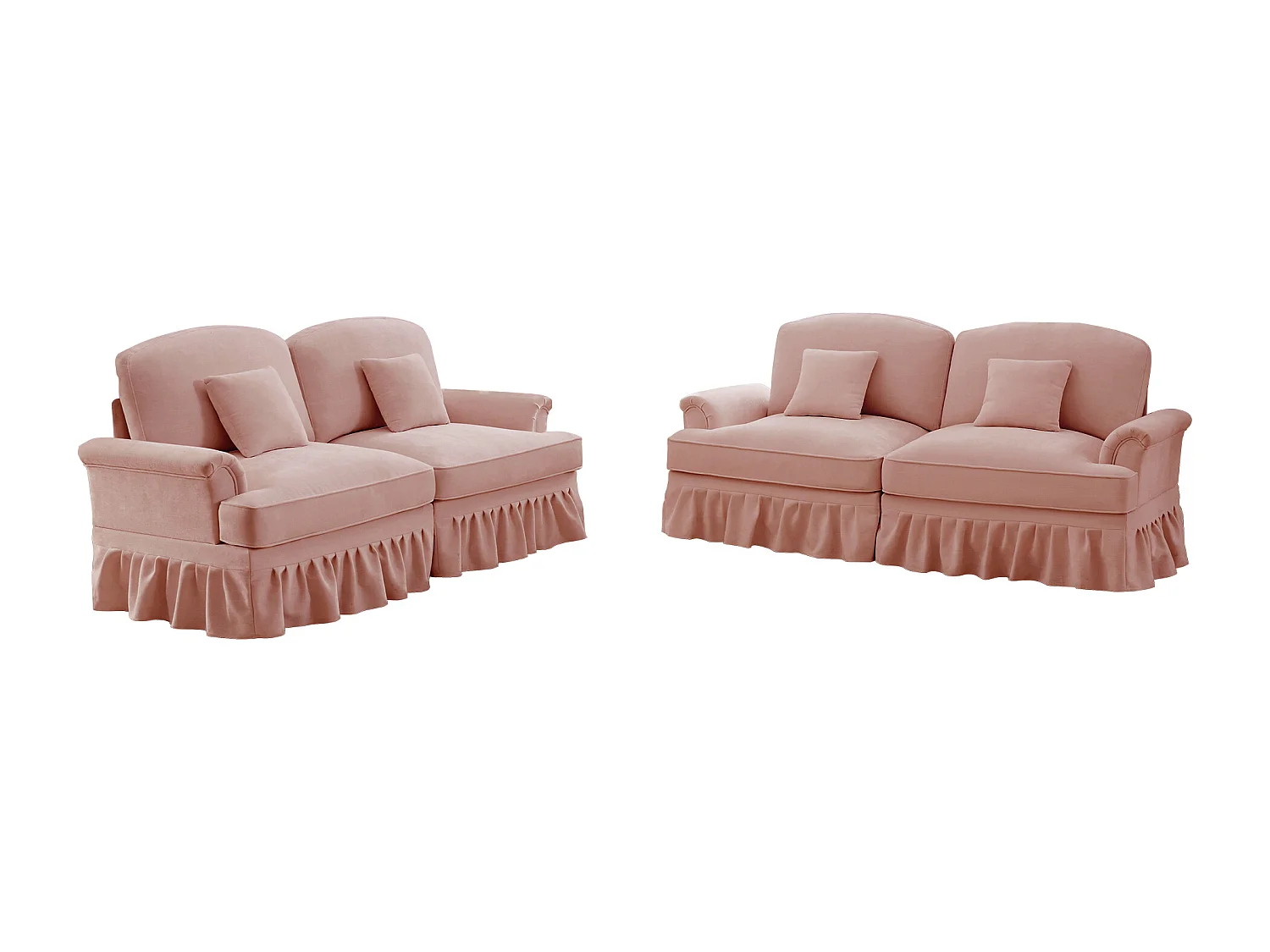 Canapé modulable style Mid Century fonction convertible chenille salon rose