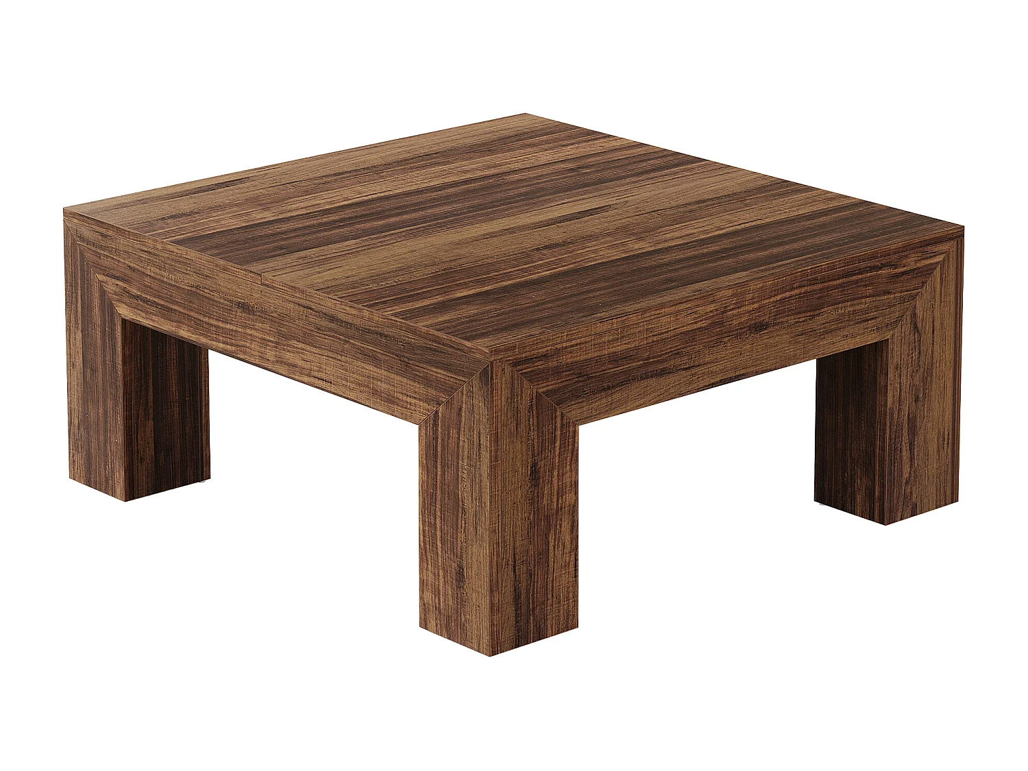 Tavolino da caffè quadrato per soggiorno, tavolino basso e grande da tè centrale marrone scuro