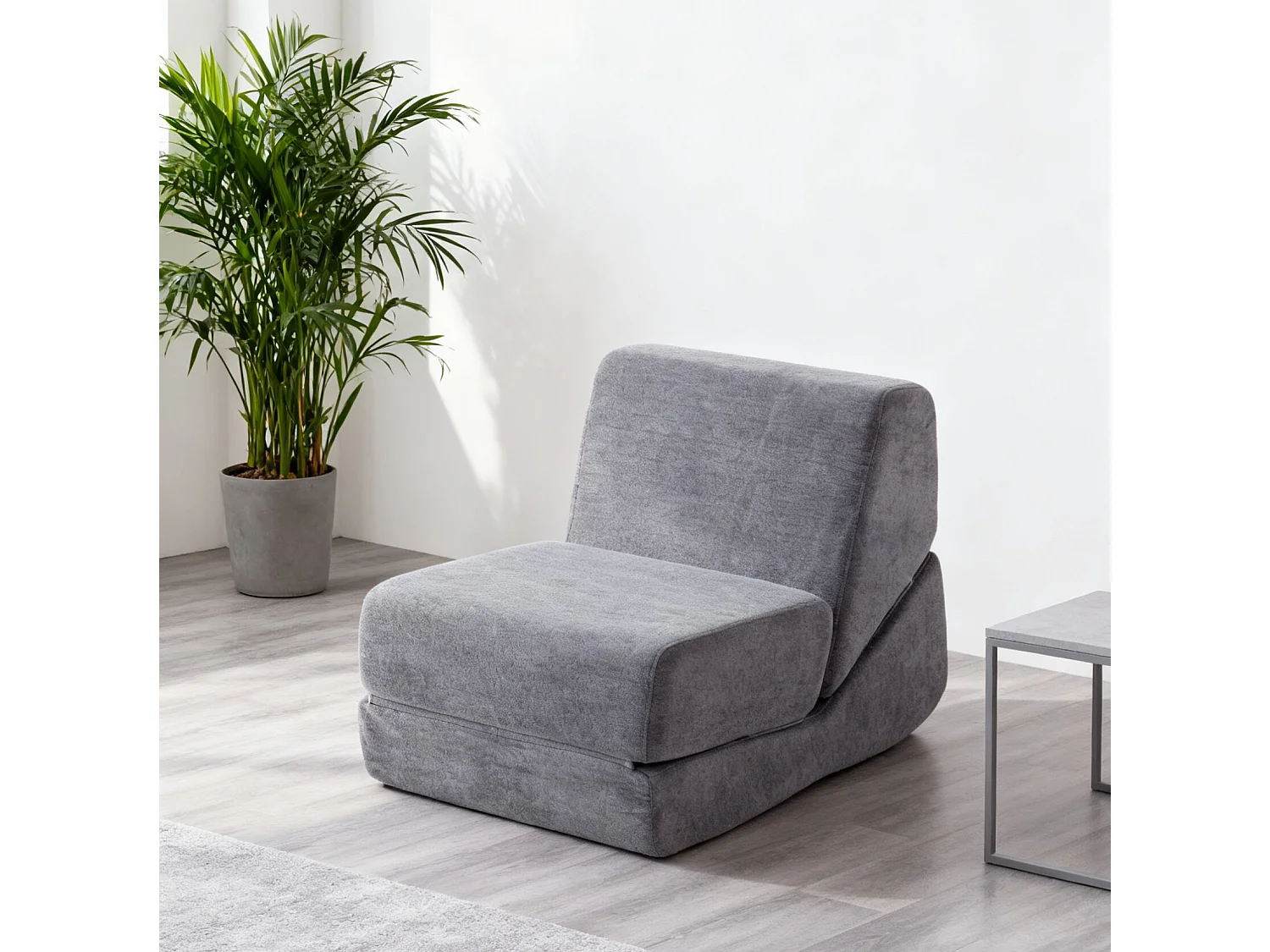 Canapé-lit Multifonction Repose lecture Mousse résiliente Flanelle Gris