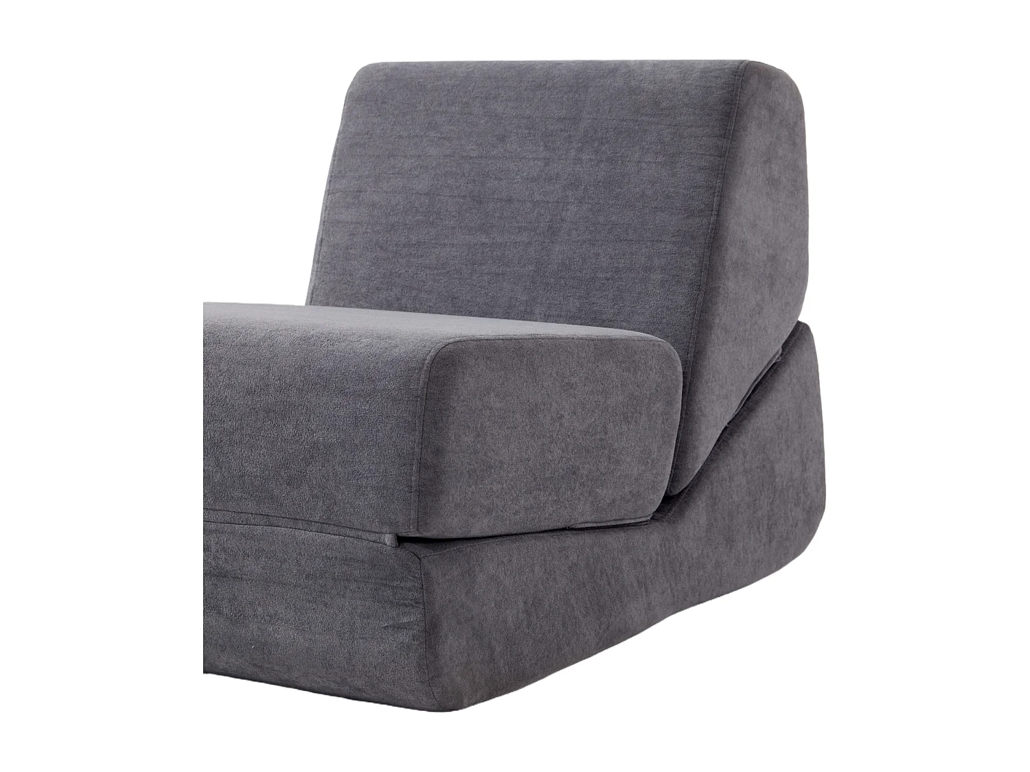 Canapé convertible 3 modes, assise ou inclinée, structure sans armature, flannelette grise