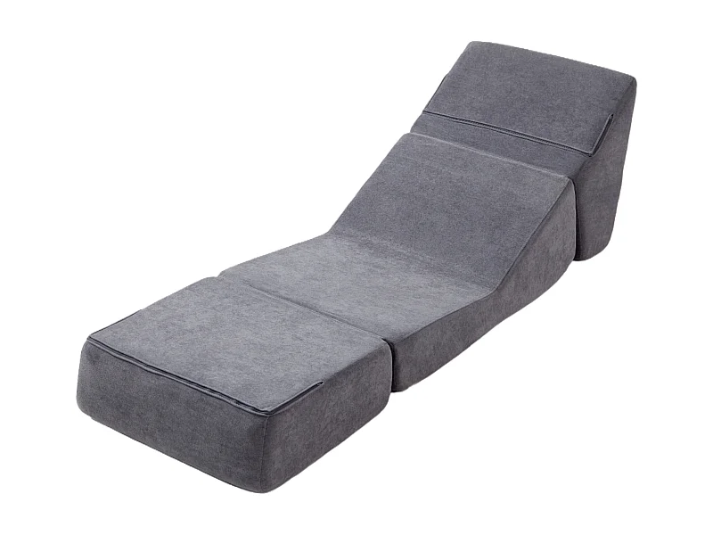 Canapé convertible 3 modes, assise ou inclinée, structure sans armature, flannelette grise