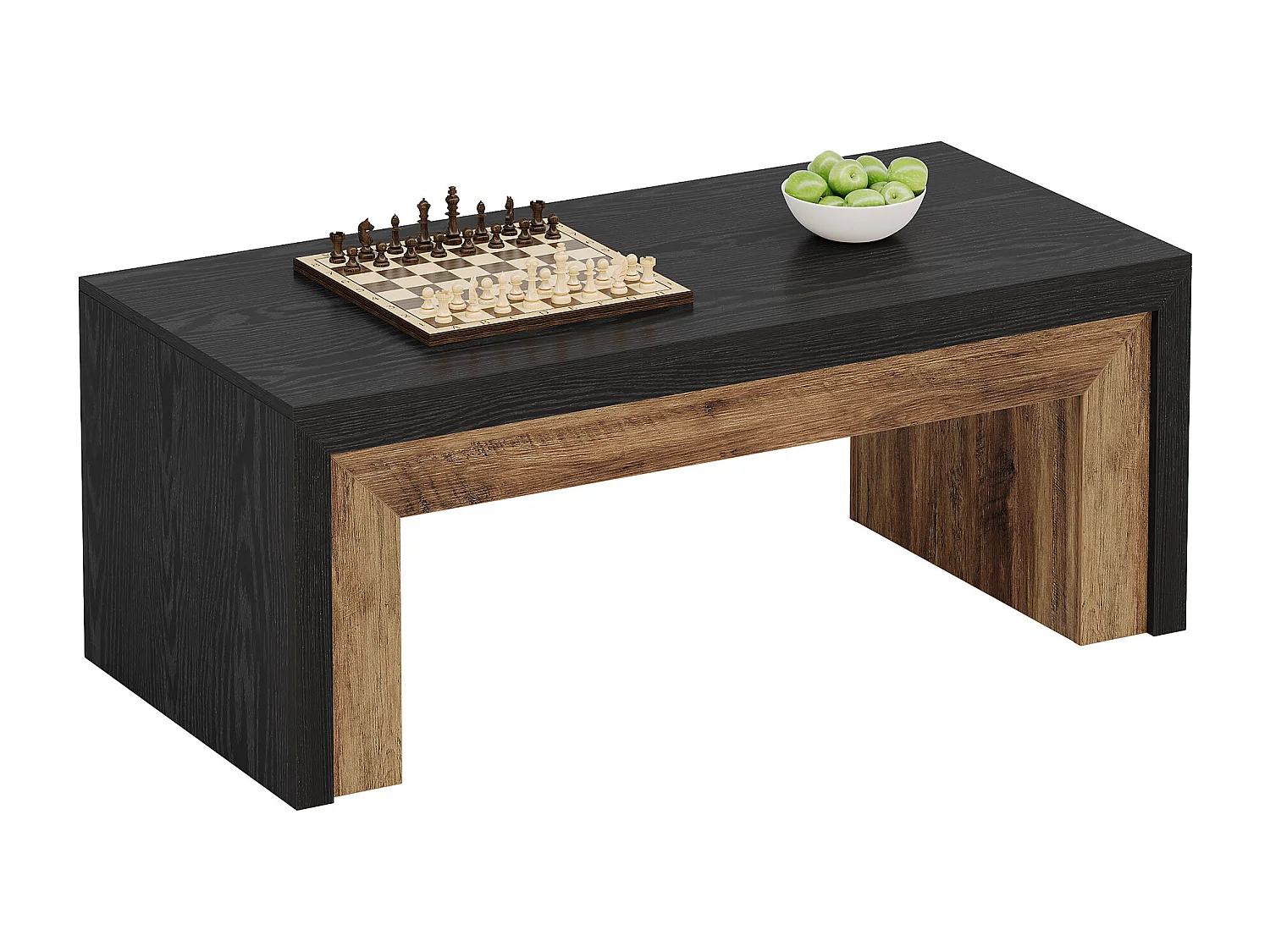 Table basse de style campagnard pour salon, table d'appoint de style milieu du siècle avec base robuste