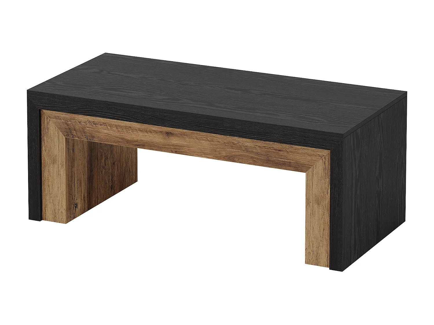 Table basse de style campagnard pour salon, table d'appoint de style milieu du siècle avec base robuste