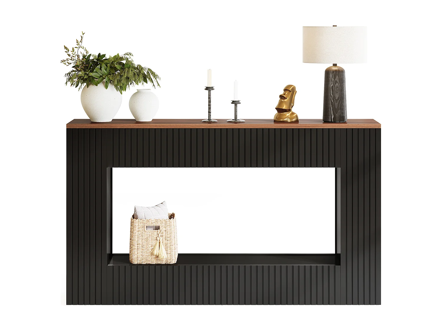 Mesa de consola moderna, 140 x 30 x 85 cm, mesa de pasillo, mesa baja y estrecha con espacio de almacenamiento