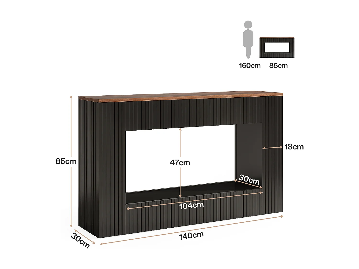 Mesa de consola moderna, 140 x 30 x 85 cm, mesa de pasillo, mesa baja y estrecha con espacio de almacenamiento