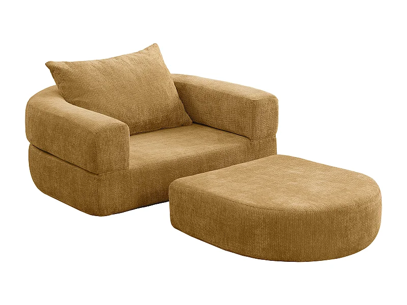 Canapé modulable réversible, assise extra large, sans montage, chenille jaune