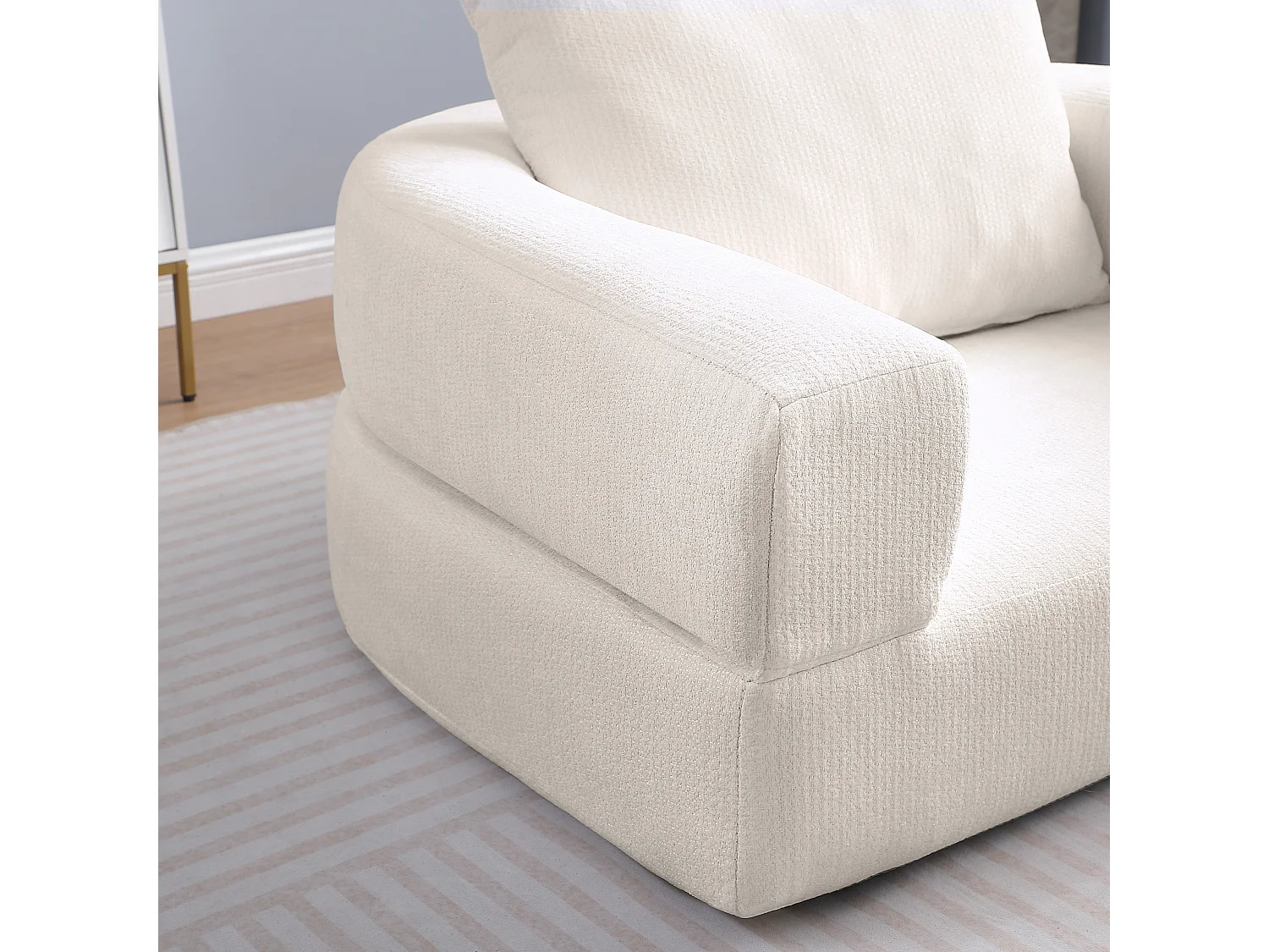 Sofá componible amplio resistente chenilla beige ideal para familia