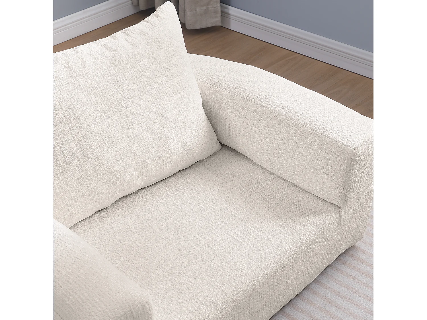 Canapé modulable, réversible, assise large, chenille beige