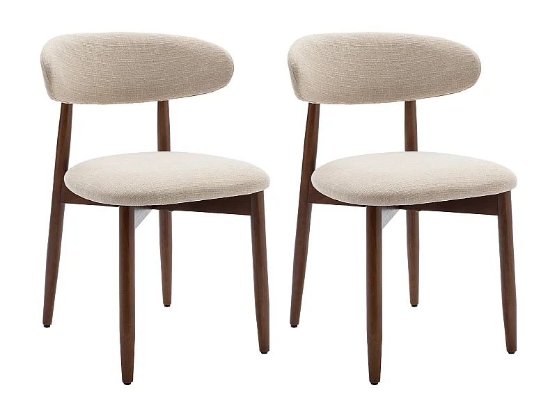 Lot de 2 Chaises -Chaise de Salle à Manger, Structure en bois, Design Vintage, Chaise Idéales pour Cuisine et Salle à Manger-Beige