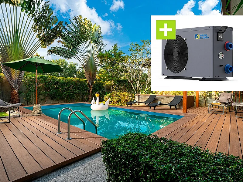 Piscine bois rectangle " Panama 130 "- 6.20 x 4.10 x 1.31 m + Pompe à chaleur - Puissance 6.1 kW