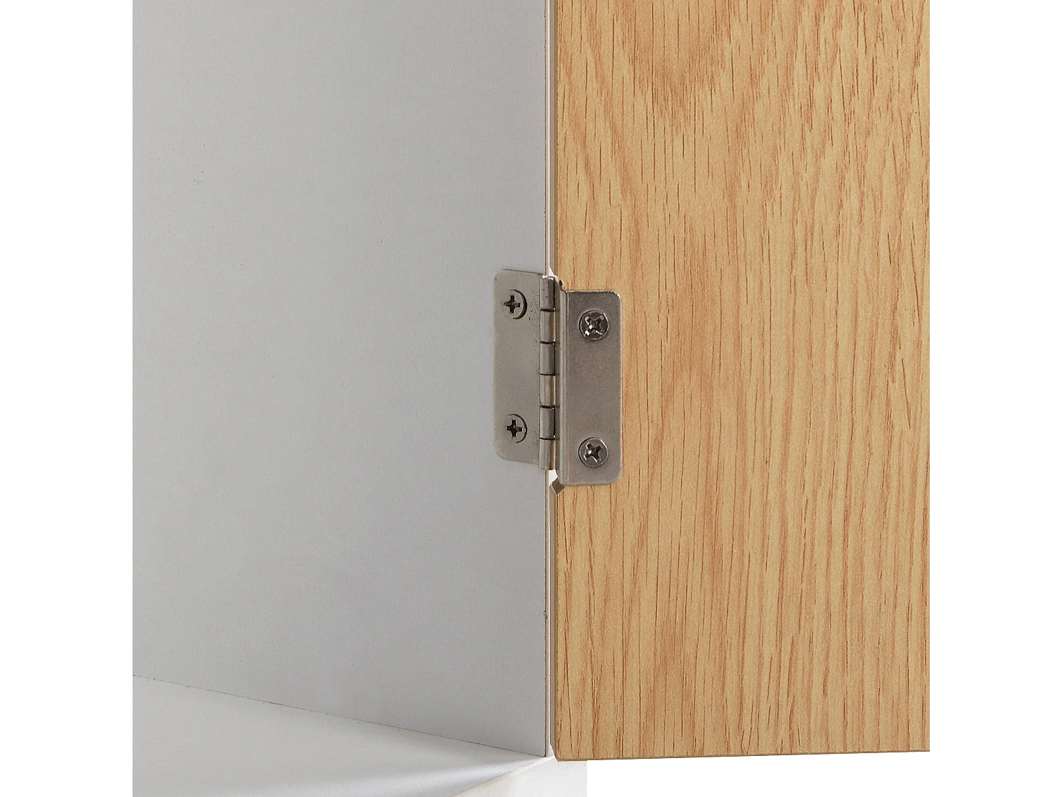 Meuble à chaussures en bois et rotin, 3 portes basculantes, pieds en bois, L90×H125×P17 cm, Blanc