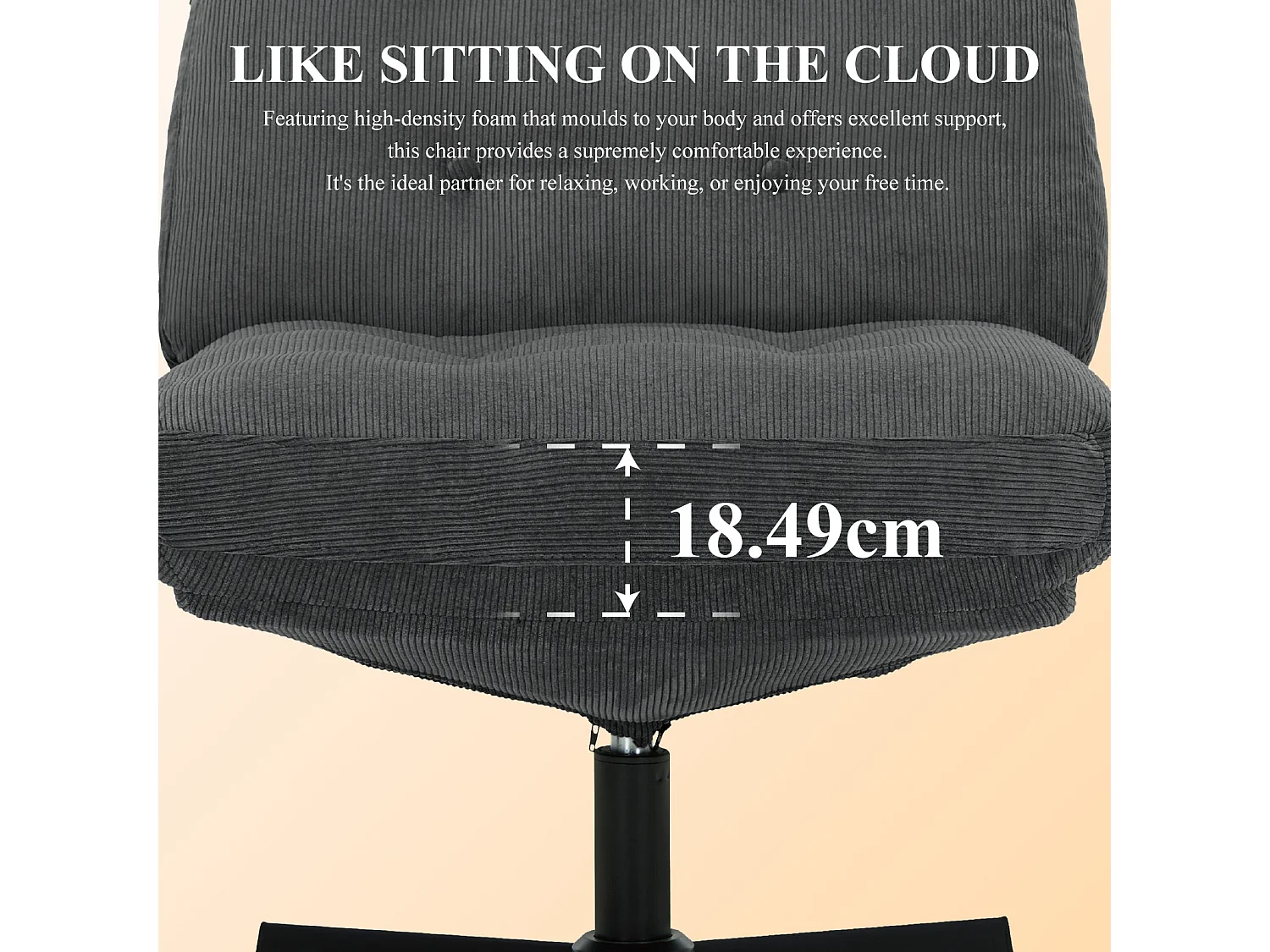 Chaise de bureau - Assise large en mousse mémoire, confort et soutien, usage bureau et maison - Gris