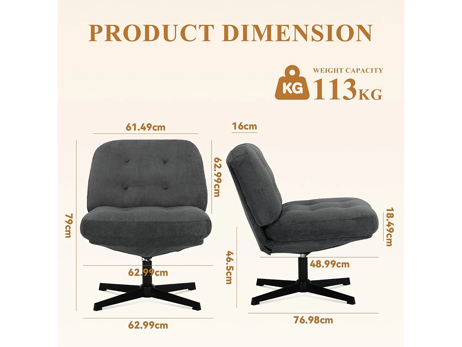 Chaise de bureau - Assise large en mousse mémoire, confort et soutien, usage bureau et maison - Gris