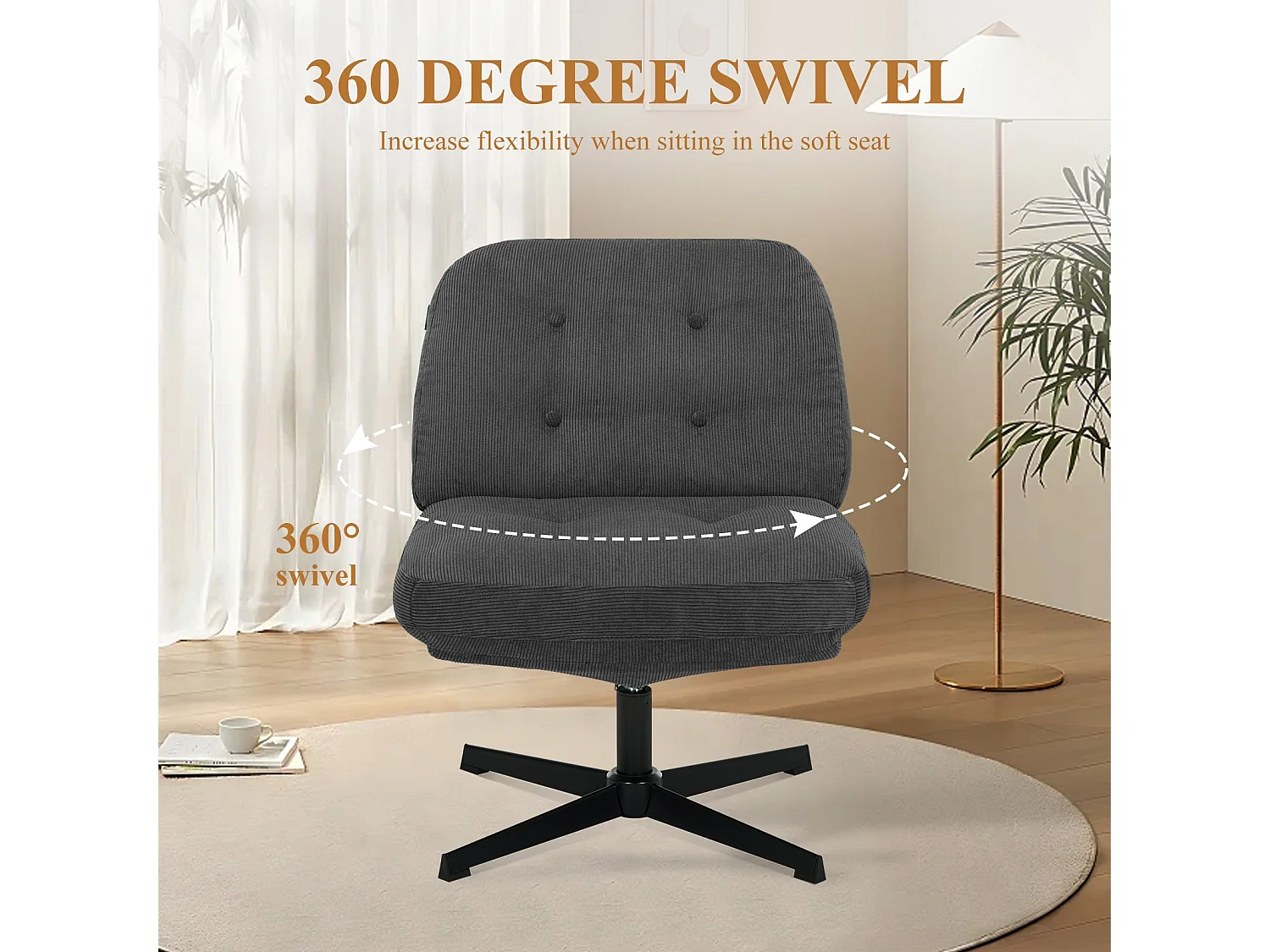 Chaise de bureau - Assise large en mousse mémoire, confort et soutien, usage bureau et maison - Gris