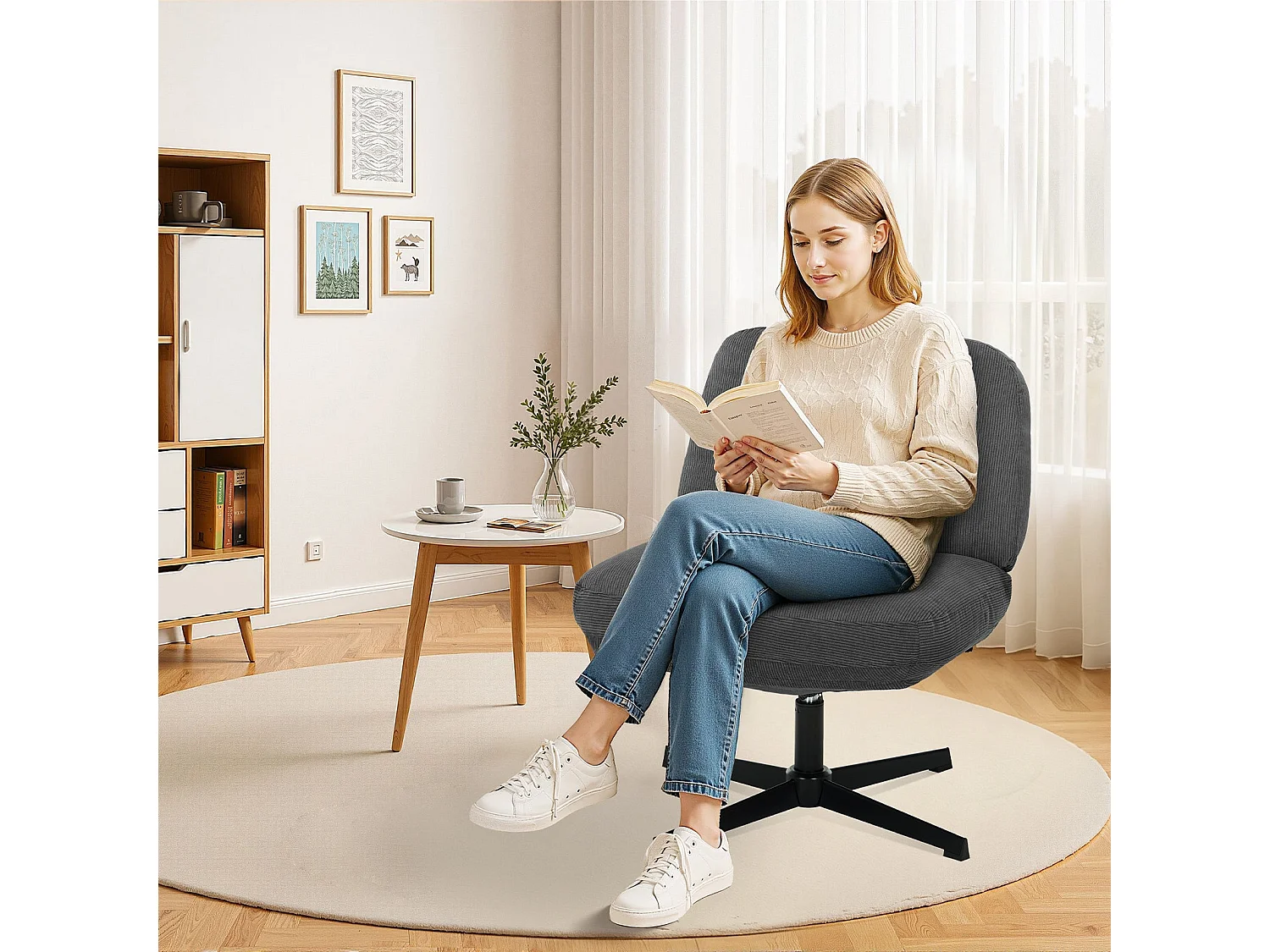 Chaise de bureau - Assise large en mousse mémoire, confort et soutien, usage bureau et maison - Gris