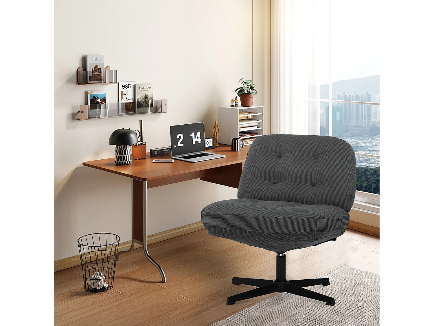 Chaise de bureau - Assise large en mousse mémoire, confort et soutien, usage bureau et maison - Gris