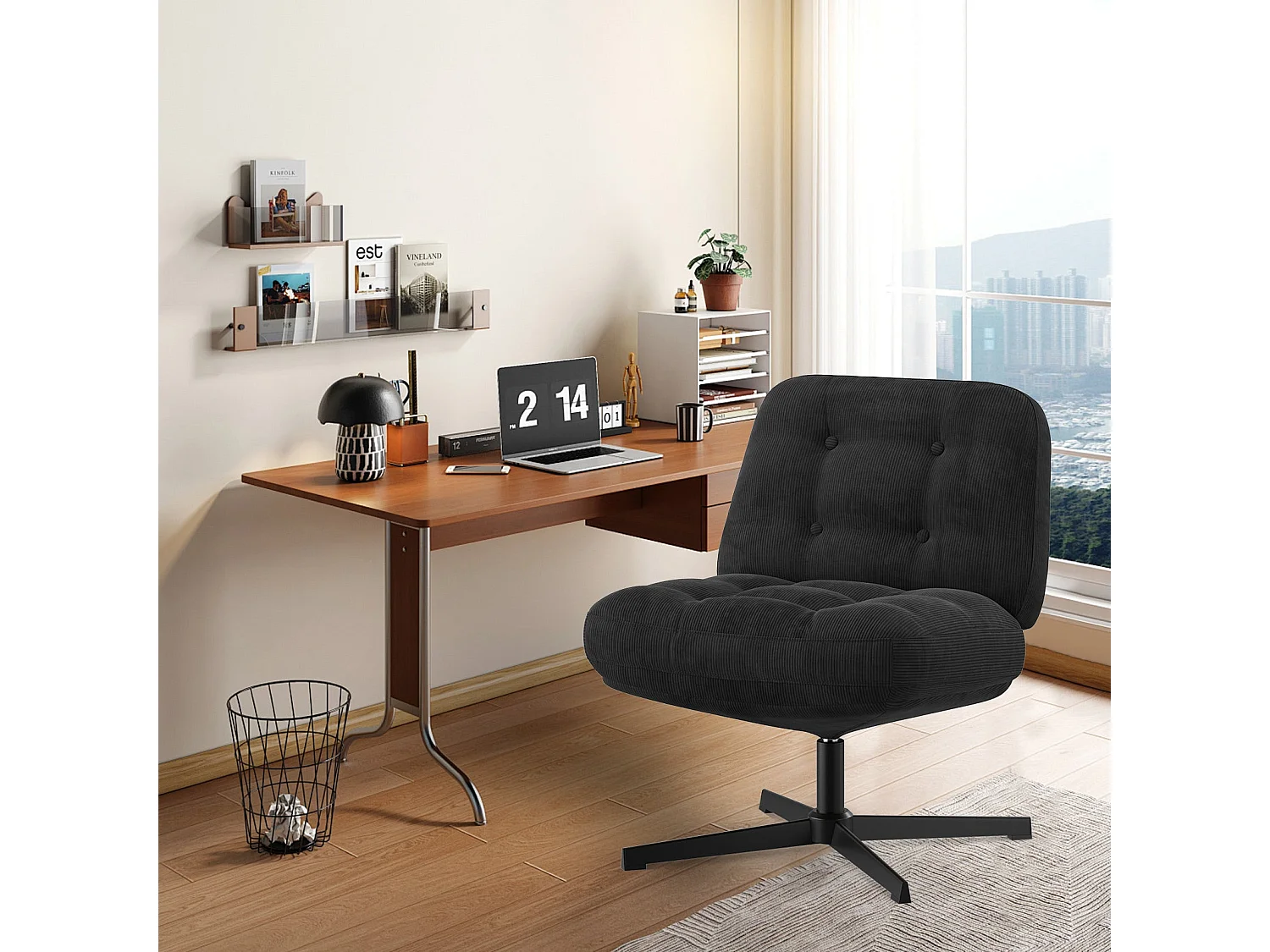 Chaise de bureau - Assise large en mousse mémoire, confort et soutien, usage bureau et maison - Noir