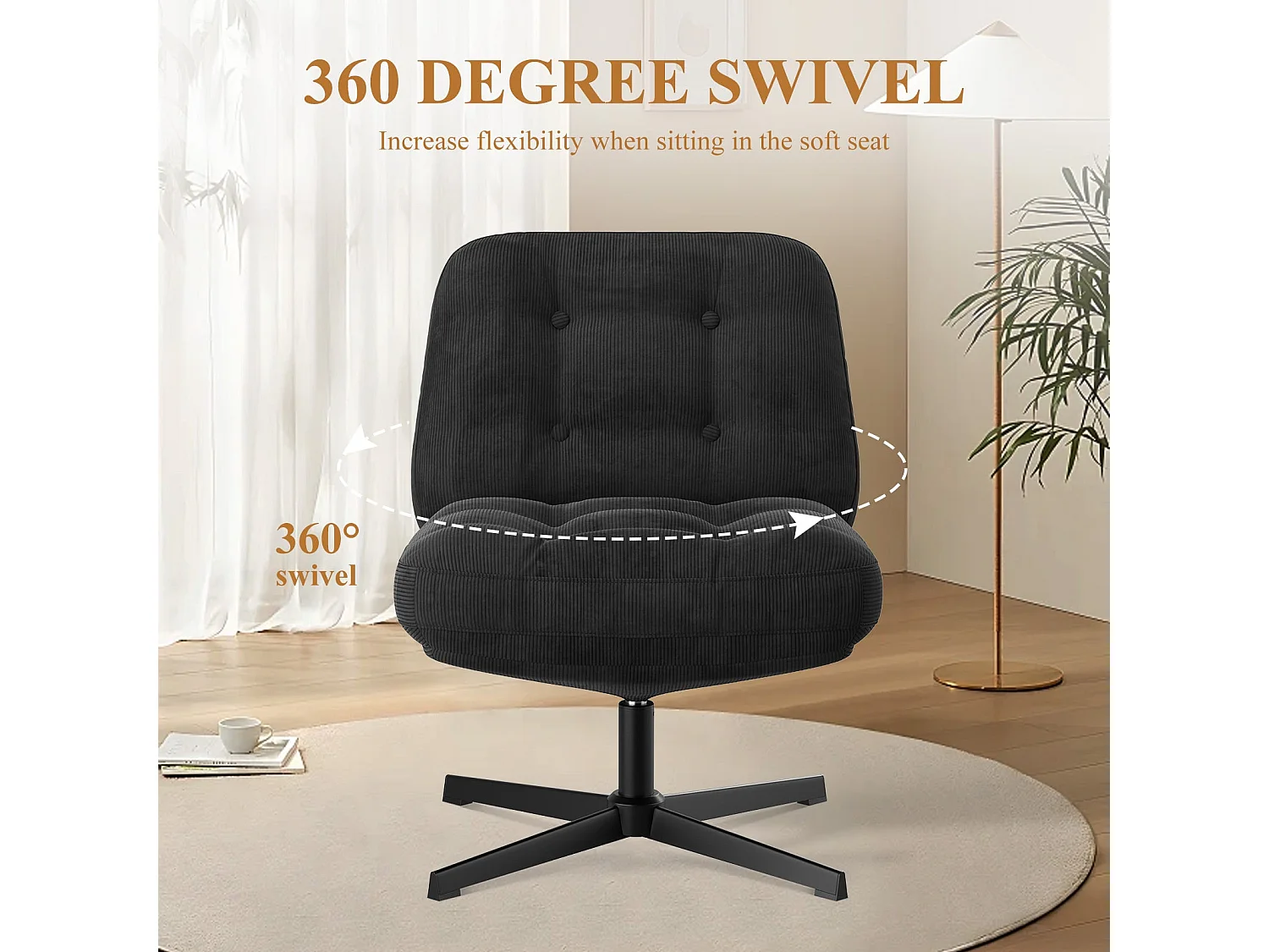 Chaise de bureau - Assise large en mousse mémoire, confort et soutien, usage bureau et maison - Noir