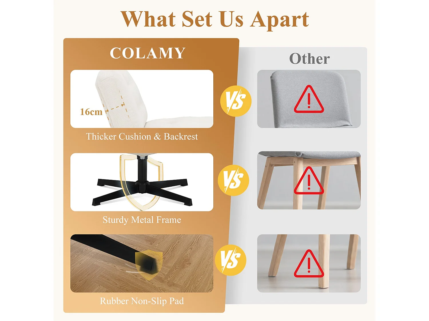 Chaise de bureau - Assise large en mousse mémoire, confort et soutien, usage bureau et maison - Beige