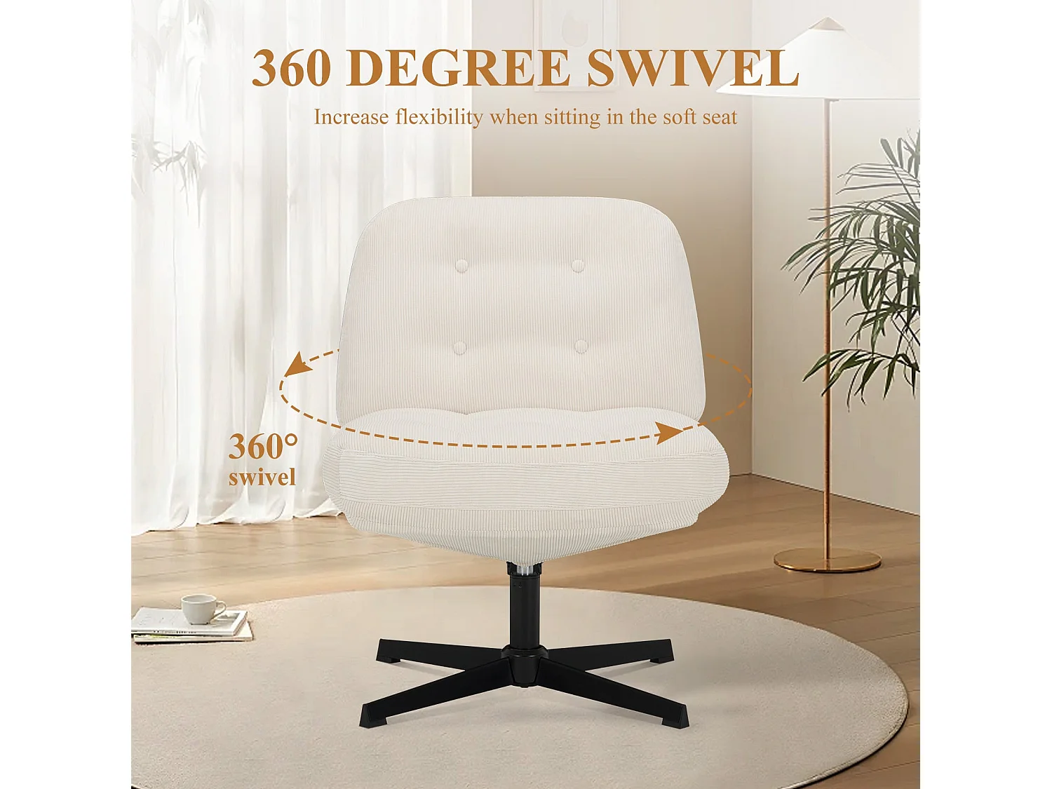 Chaise de bureau - Assise large en mousse mémoire, confort et soutien, usage bureau et maison - Beige