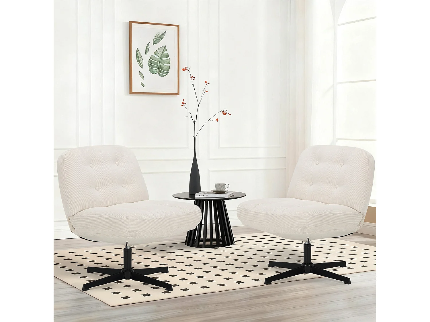 Chaise de bureau - Assise large en mousse mémoire, confort et soutien, usage bureau et maison - Beige