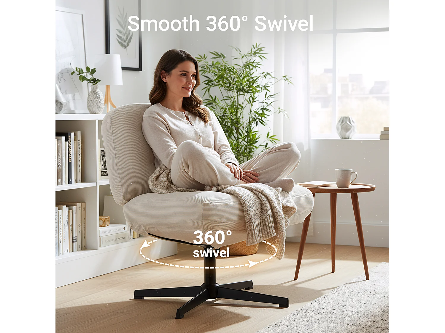 Chaise de bureau - Assise large en mousse mémoire, confort et soutien, usage bureau et maison - Beige