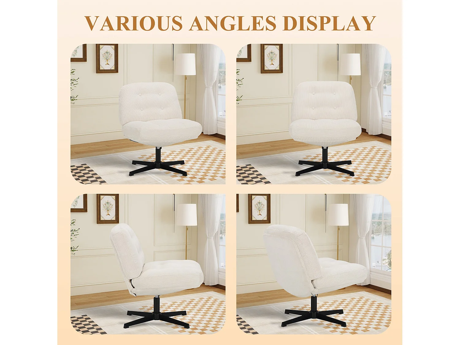 Chaise de bureau - Assise large en mousse mémoire, confort et soutien, usage bureau et maison - Blanc