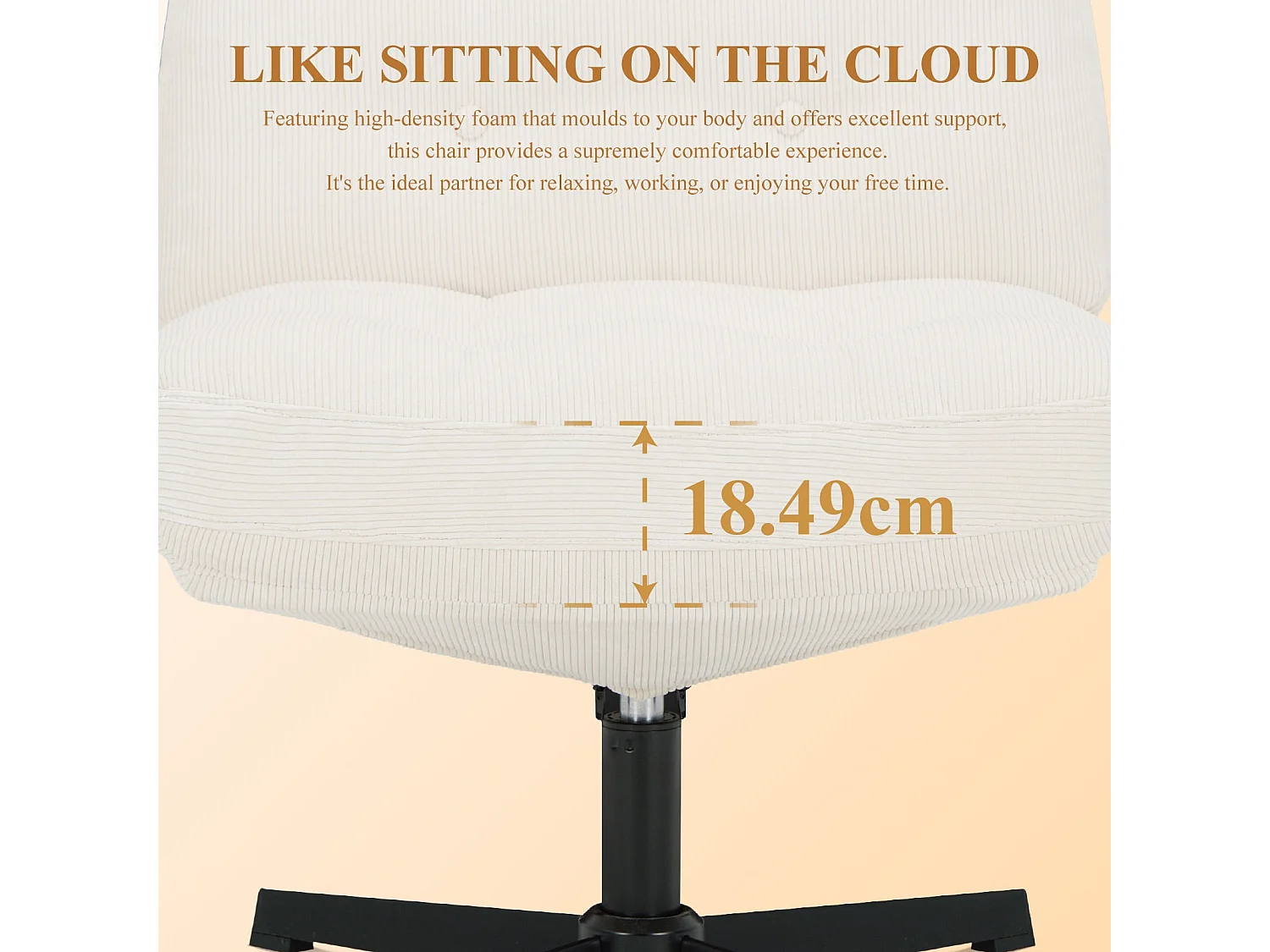 Chaise de bureau - Assise large en mousse mémoire, confort et soutien, usage bureau et maison - Blanc