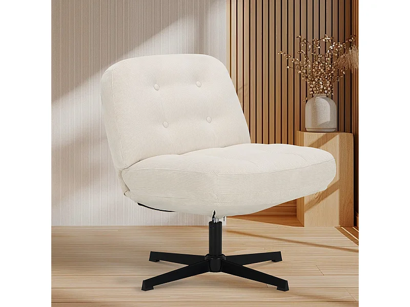 Chaise de bureau - Assise large en mousse mémoire, confort et soutien, usage bureau et maison - Blanc