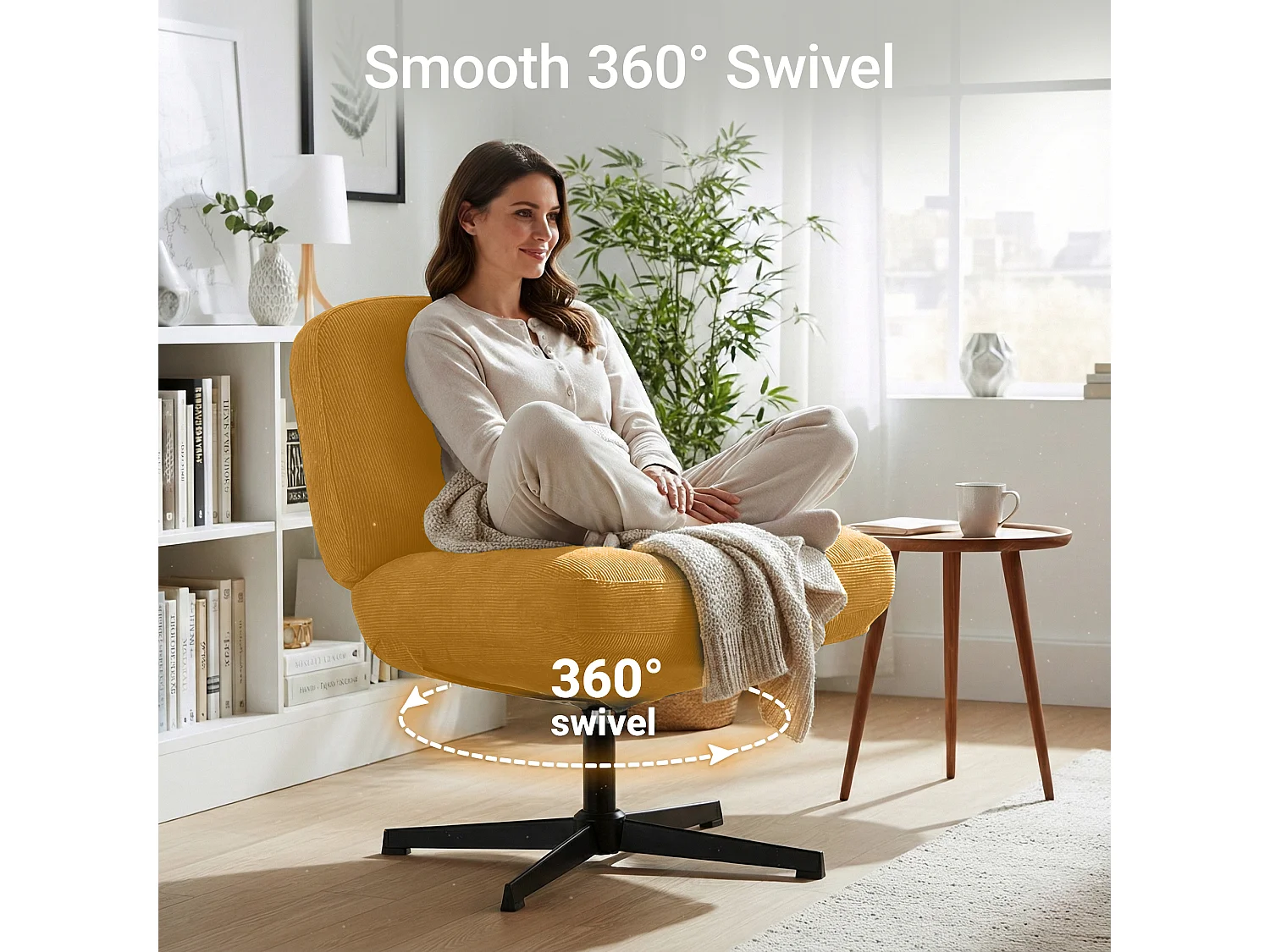 Chaise de bureau - Assise large en mousse mémoire, confort et soutien, usage bureau et maison - Jaune