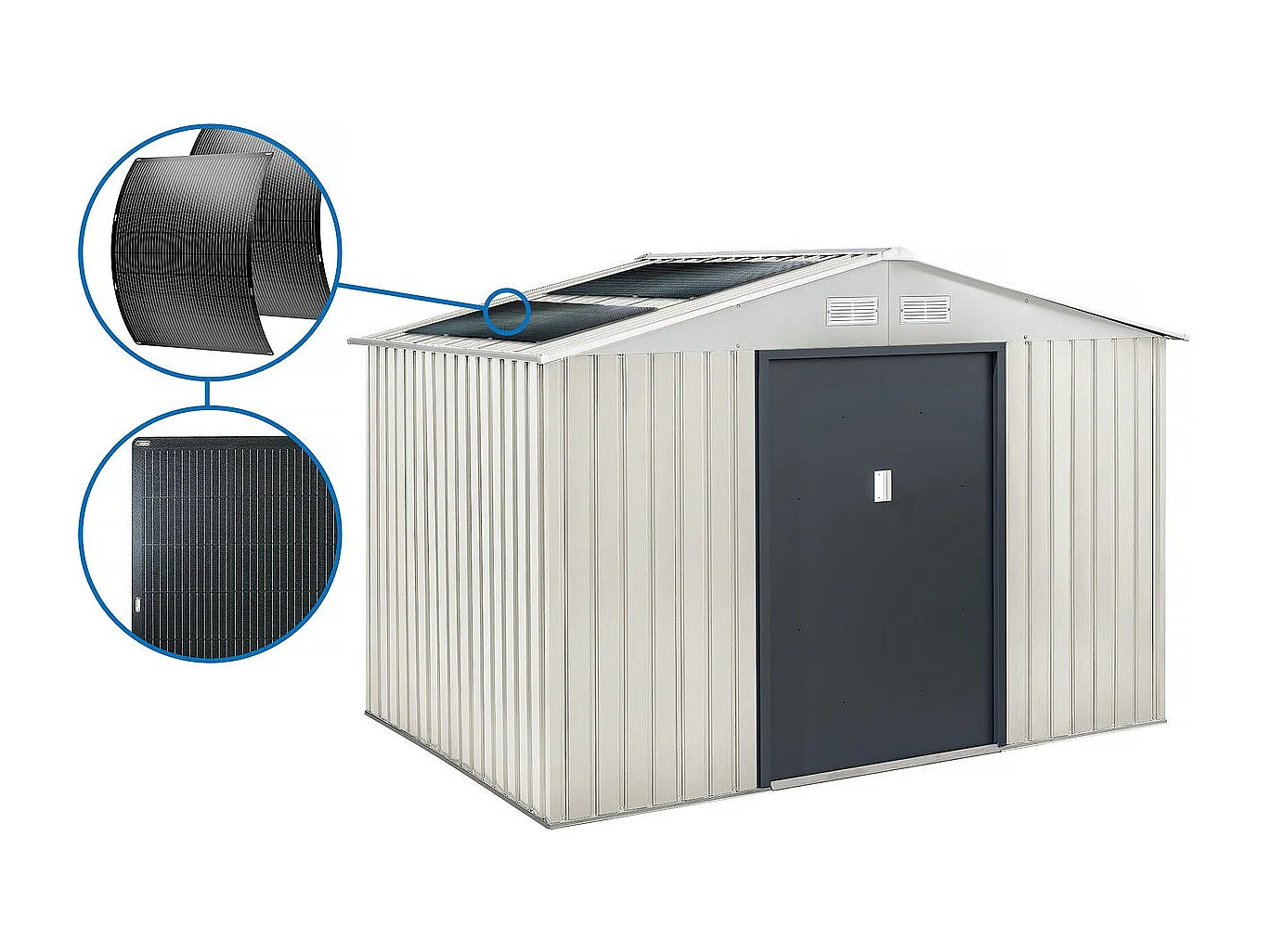 Abri de jardin métal "Nebraska" - 5,29m² avec panneaux solaires