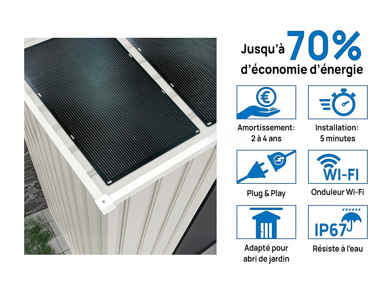 Abri de jardin métal "Nebraska" - 5,29m² avec panneaux solaires