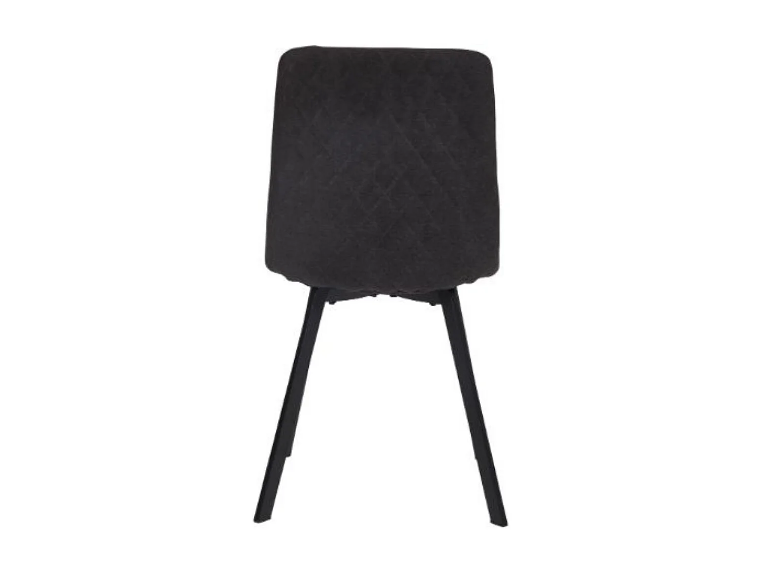 Lot de 4 chaises en microfibre avec dossier surpiqûres en losange anthracite pieds métal noir - ELYO